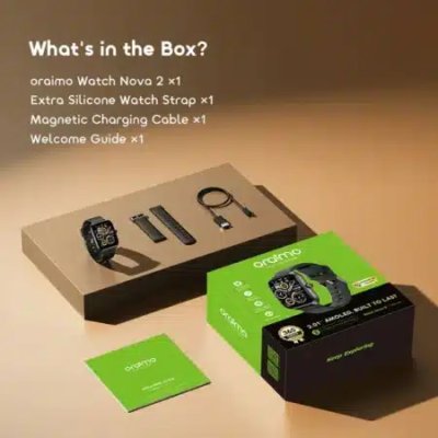 raimo Watch Nova 2 OSW-814 2.01” Amoled Anti-Scratch Panda Glass ip68 Curved Touch screen Smart Watch with Extra Strap